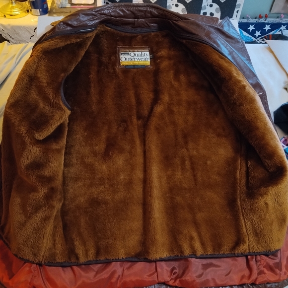 Vintage Montgomery Ward Quality Outerwear Brick Red Leather Jacket Zip Lined 40L - Picture 4 of 9